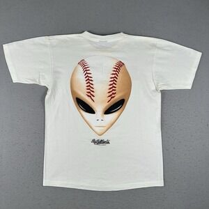 Vtg 90s Big Ball Sports Baseball Shirt Men's Large Intelligence Alien Head